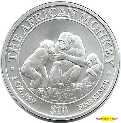 (image for) 2004 Somalia 1oz Silver MONKEY